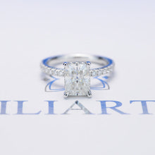 Load image into Gallery viewer, 1 Carat Giliarto Radiant Moissanite Hidden Halo Engagement 14K White Gold Ring