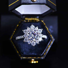 Load image into Gallery viewer, 2 Carat Round Moissanite Snowflake Halo Engagement Ring. Victorian 14K White Gold Ring