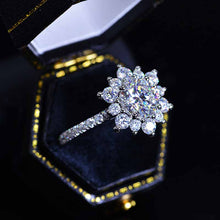 Load image into Gallery viewer, 2 Carat Round Moissanite Snowflake Halo Engagement Ring. Victorian 14K White Gold Ring