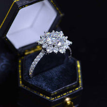 Load image into Gallery viewer, 2 Carat Round Moissanite Snowflake Halo Engagement Ring. Victorian 14K White Gold Ring