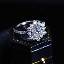 Load image into Gallery viewer, 2 Carat Round Moissanite Snowflake Halo Engagement Ring. Victorian 14K White Gold Ring