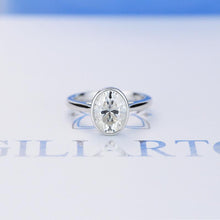 Load image into Gallery viewer, 3 Carat Oval Giliarto Moissanite Bezel Set Engagement Ring