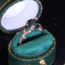 Load image into Gallery viewer, 14K Rose Gold Dainty 2 Carat Oval Teal Sapphire Floral Ring