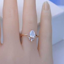 Load image into Gallery viewer, 2ct Pear Cut Moonstone Ring, Rose Gold Ring Unique Curved Marquise Cut Ring