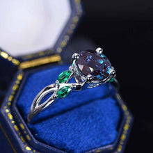 Load image into Gallery viewer, 2Ct Round Alexandrite Engagement Ring, Alexandrite Engagement Ring, Alexandrite Side Accents Stones 14K White Gold Ring