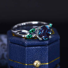 Load image into Gallery viewer, 2Ct Round Alexandrite Engagement Ring, Alexandrite Engagement Ring, Alexandrite Side Accents Stones 14K White Gold Ring