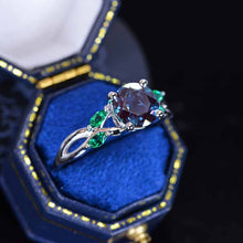 Load image into Gallery viewer, 2Ct Round Alexandrite Engagement Ring, Alexandrite Engagement Ring, Alexandrite Side Accents Stones 14K White Gold Ring