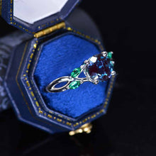 Load image into Gallery viewer, 2Ct Round Alexandrite Engagement Ring, Alexandrite Engagement Ring, Alexandrite Side Accents Stones 14K White Gold Ring