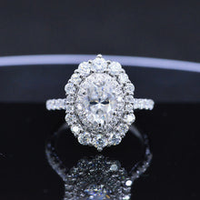 Load image into Gallery viewer, 14K White Gold 3.2 CTW Oval Moissanite Double Halo Engagement Ring