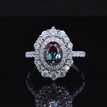 Load image into Gallery viewer, 14K White Gold 3.2 CTW Oval Alexandrite Double Halo Engagement Ring