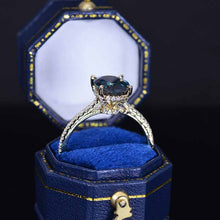 Load image into Gallery viewer, 3 Carat Carat Oval Alexandrite Ring, Hidden Halo Rose Gold Engagement Ring