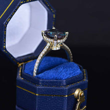 Load image into Gallery viewer, 3 Carat Carat Oval Alexandrite Ring, Hidden Halo Rose Gold Engagement Ring