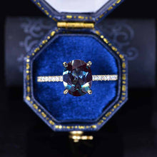 Load image into Gallery viewer, 2 Carat Oval Alexandrite hidden Halo Engagement Ring