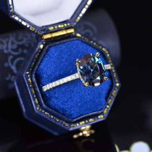 Load image into Gallery viewer, 3 Carat Carat Oval Alexandrite Ring, Hidden Halo Rose Gold Engagement Ring