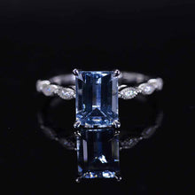 Load image into Gallery viewer, 3 Carat Emerald Cut Natural Aquamarine Luxury Vintage Ring