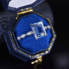 Load image into Gallery viewer, 3 Carat Emerald Cut Natural Aquamarine Luxury Vintage Ring