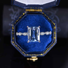 Load image into Gallery viewer, 3 Carat Emerald Cut Natural Aquamarine Luxury Vintage Ring