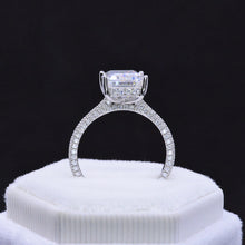 Load image into Gallery viewer, 5 Carat Giliarto Emerald Cut Alexandrite Hidden Halo Engagement White Gold Ring