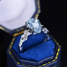 Load image into Gallery viewer, 3 Carat Aquamarine Pear Cut Floral Gold Engagement Ring