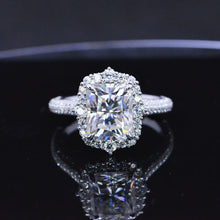 Load image into Gallery viewer, 4Ct Moissanite Engagement Ring Halo Radiant Cut Moissanite Engagement Ring