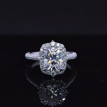 Load image into Gallery viewer, 4Ct Moissanite Engagement Ring Halo Radiant Cut Moissanite Engagement Ring