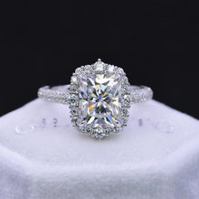 Load image into Gallery viewer, 4Ct Moissanite Engagement Ring Halo Radiant Cut Moissanite Engagement Ring