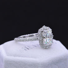 Load image into Gallery viewer, 4Ct Moissanite Engagement Ring Halo Radiant Cut Moissanite Engagement Ring