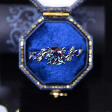 Load image into Gallery viewer, 2 Carat Round Brilliant Cut Alexandrite Floral Black Gold Engagement Ring
