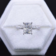 Load image into Gallery viewer, 1 Carat Giliarto Radiant Moissanite Hidden Halo Engagement 14K White Gold Ring