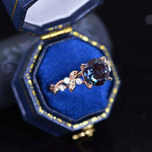 Load image into Gallery viewer, 2 Carat Round Brilliant Cut Alexandrite Floral Rose Gold Engagement Ring