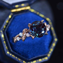 Load image into Gallery viewer, 2 Carat Round Brilliant Cut Alexandrite Floral Rose Gold Engagement Ring
