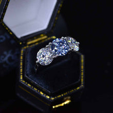 Load image into Gallery viewer, ''Courtney''  2 Carat Dark Gray Blue Moissanite Three Stones  Engagement Ring
