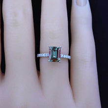 Load image into Gallery viewer, 1 Carat Giliarto Radiant Alexandrite Hidden Halo Engagement 14K White Gold Ring