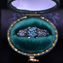 Load image into Gallery viewer, 14K Black Gold Teal Sapphire Celtic Engagement Ring