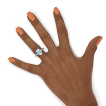 Load image into Gallery viewer, 5 Carat Oval Cut Giliarto Genuine Natural Aquamarine Hidden Halo White Gold Engagement Ring