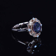 Load image into Gallery viewer, 14K Rose Gold 2 Carat Oval Alexandrite Halo Engagement Ring