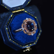 Load image into Gallery viewer, 14K Rose Gold 2 Carat Oval Alexandrite Halo Engagement Ring