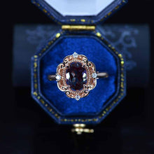 Load image into Gallery viewer, 14K Rose Gold 2 Carat Oval Alexandrite Halo Engagement Ring