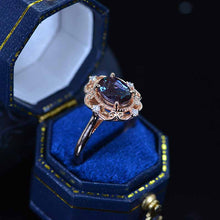 Load image into Gallery viewer, 14K Rose Gold 2 Carat Oval Alexandrite Halo Engagement Ring