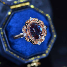 Load image into Gallery viewer, 14K Rose Gold 2 Carat Oval Alexandrite Halo Engagement Ring