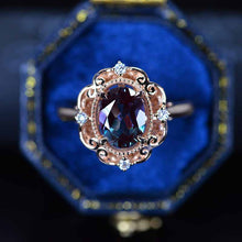 Load image into Gallery viewer, 14K Rose Gold 2 Carat Oval Alexandrite Halo Engagement Ring