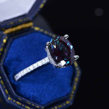 Load image into Gallery viewer, 3 Carat Carat Oval Alexandrite Ring, Hidden Halo Platinum Engagement Ring