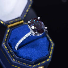 Load image into Gallery viewer, 3 Carat Carat Oval Alexandrite Ring, Hidden Halo Platinum Engagement Ring
