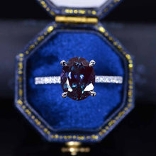 Load image into Gallery viewer, 3 Carat Carat Oval Alexandrite Ring, Hidden Halo Platinum Engagement Ring