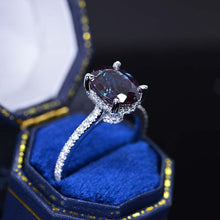 Load image into Gallery viewer, 3 Carat Carat Oval Alexandrite Ring, Hidden Halo Platinum Engagement Ring