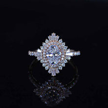 Load image into Gallery viewer, 1.5 Carat Moissanite Oval Cut Halo 14K Yellow Gold Engagement Ring