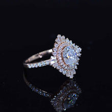 Load image into Gallery viewer, 1.5 Carat Moissanite Oval Cut Halo 14K Yellow Gold Engagement Ring