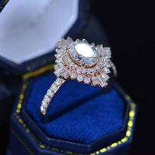 Load image into Gallery viewer, 1.5 Carat Moissanite Oval Cut Halo 14K Yellow Gold Engagement Ring