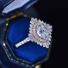 Load image into Gallery viewer, 1.5 Carat Moissanite Oval Cut Halo 14K Yellow Gold Engagement Ring