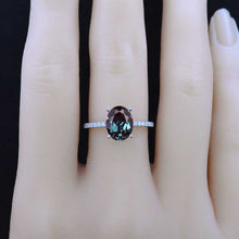 Load image into Gallery viewer, 3 Carat Oval Alexandrite Hidden Halo Engagement Ring